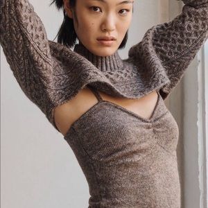 Anthropologie Cable-knit Sweater Shrug Set Size Small